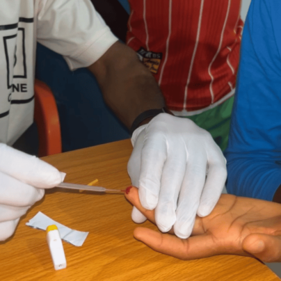 Malaria test at Land of Hope medical center